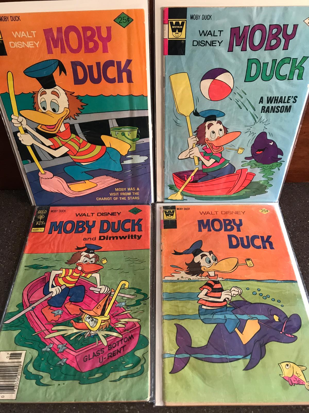 4 Walt Disney Moby Duck Comics Whitman Bronze Age Cartoon Comics #15, 20, 22 and 27