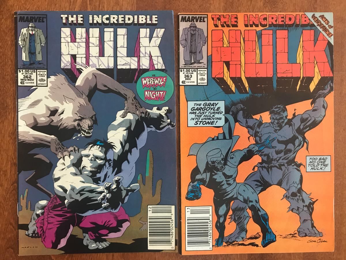 2 Issues The Incredible Hulk Comic #362 & #363 Marvel Comics Copper Age Comics