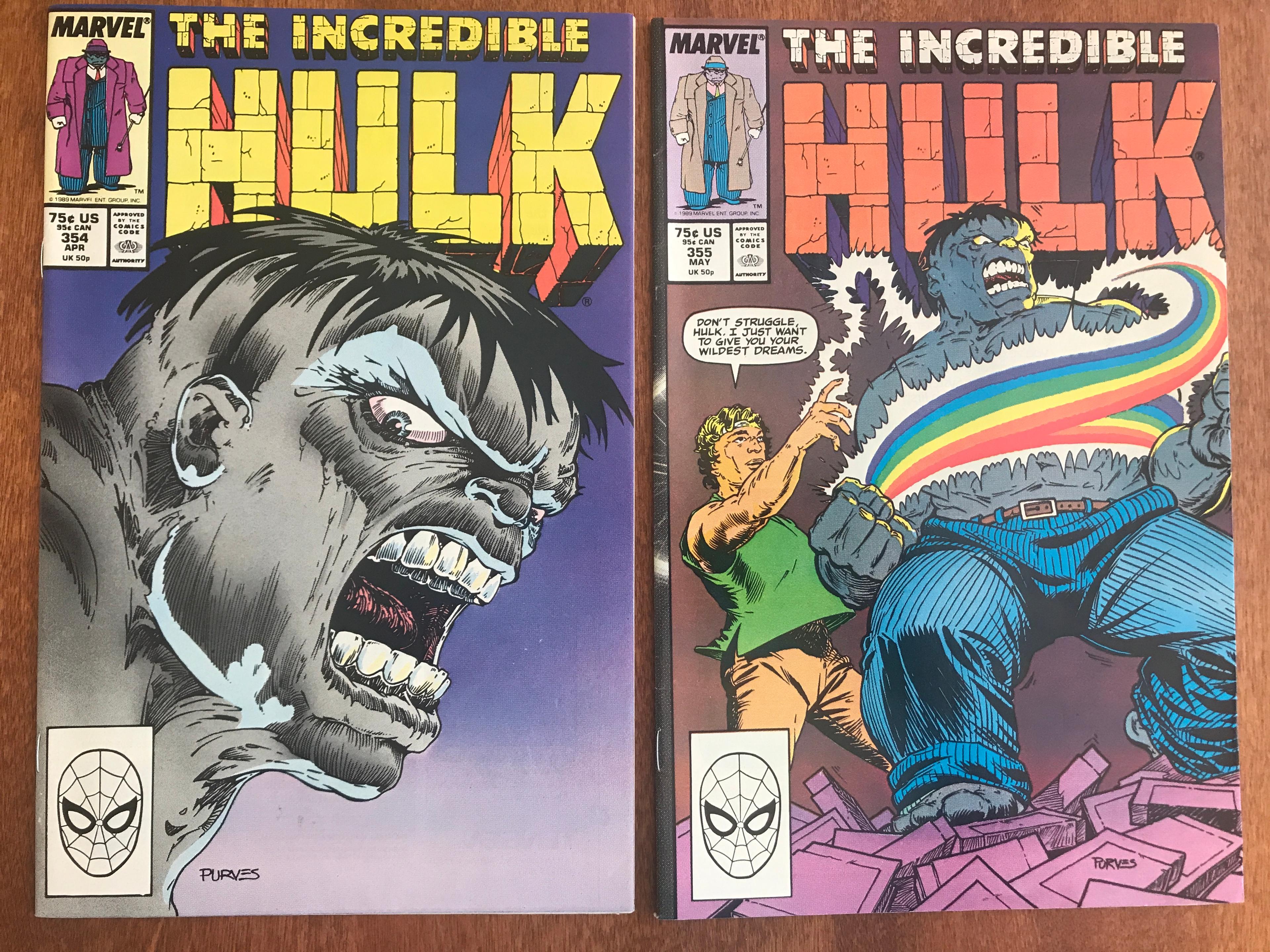 2 Issues The Incredible Hulk Comic #354 & #355 Marvel Comics Copper Age Comics