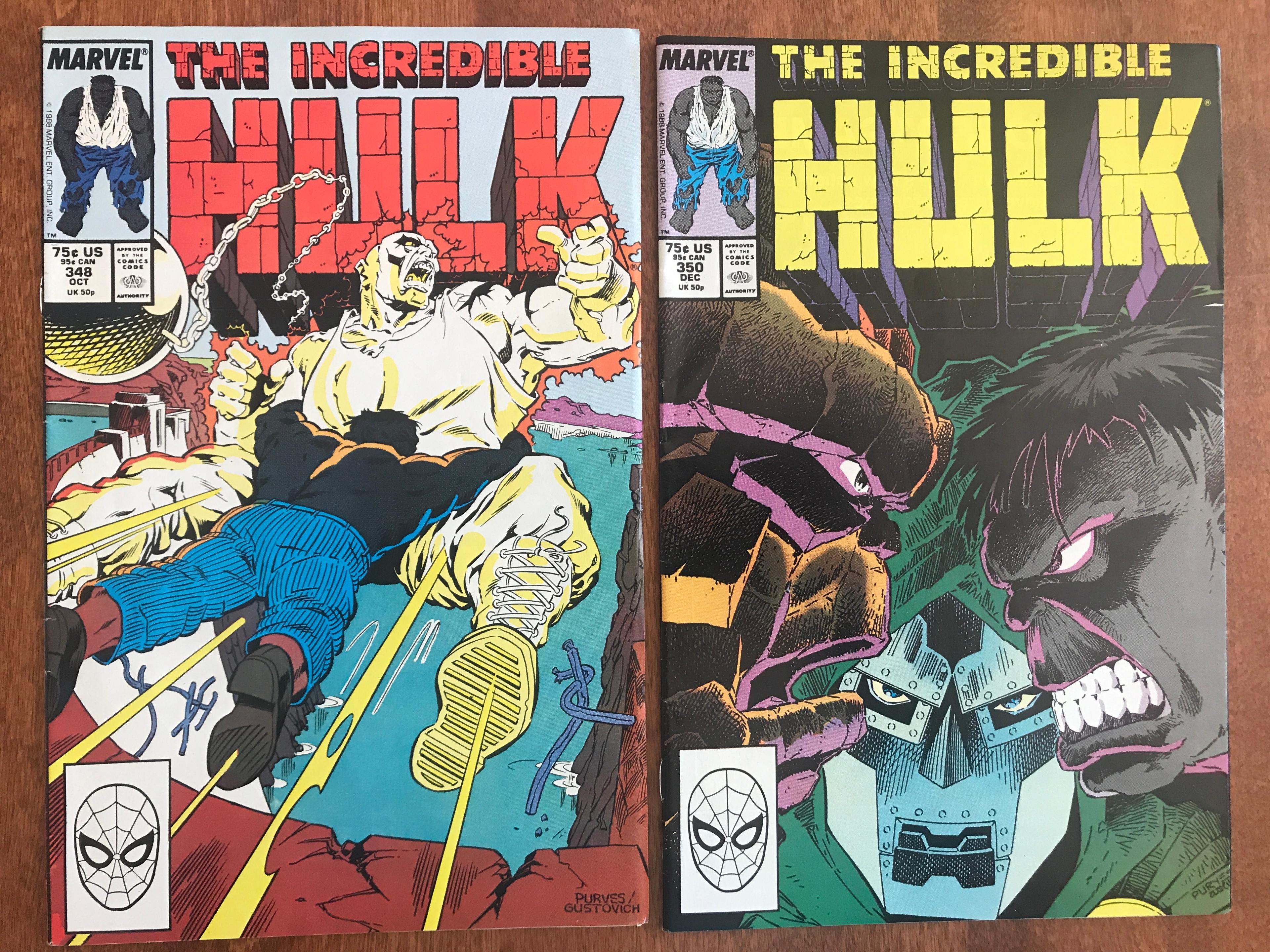 2 Issues The Incredible Hulk Comic #348 & #350 Marvel Comics Copper Age Comics