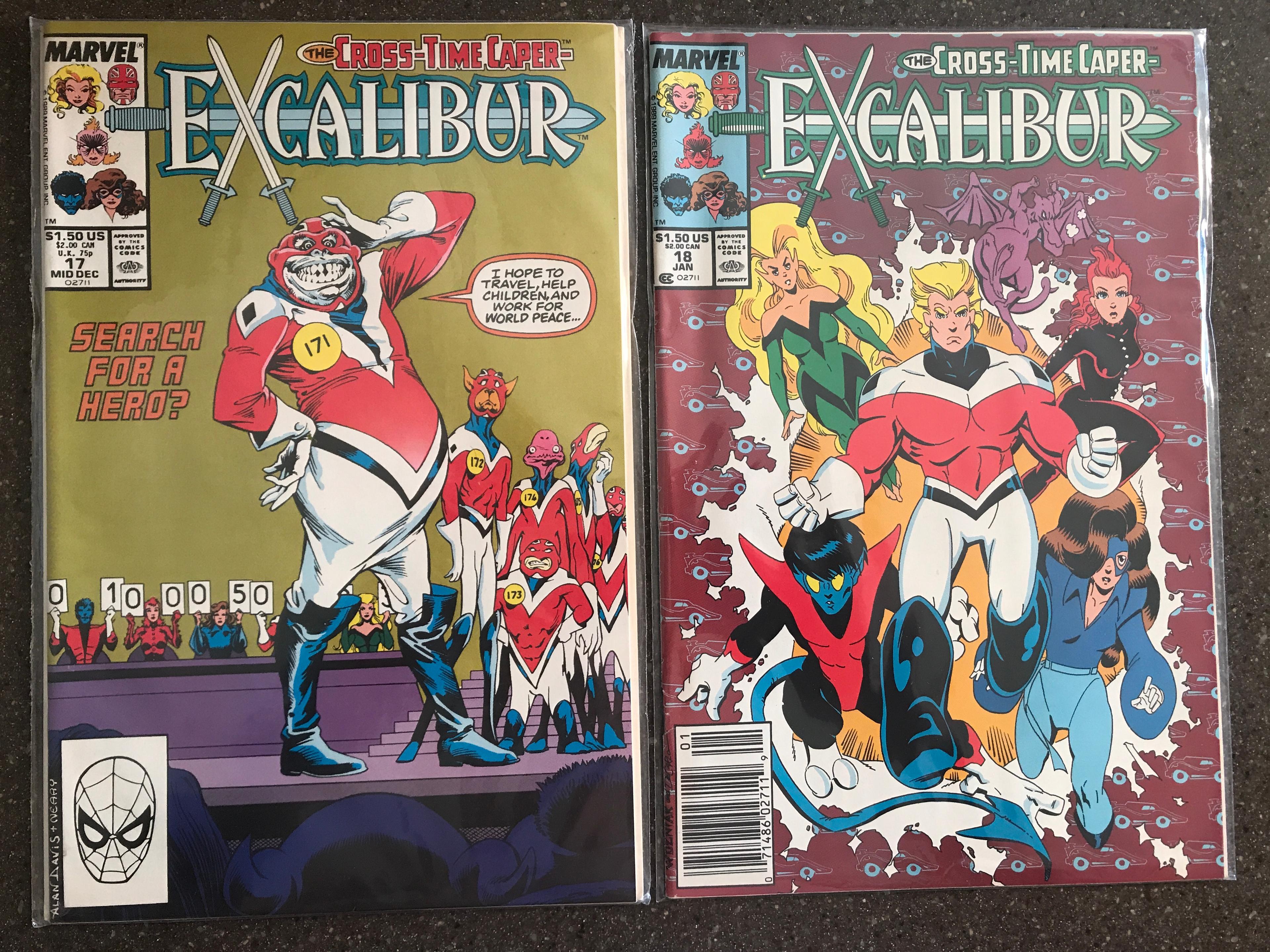 2 Issues Excalibur Comic #17 & #18 Marvel Comics Copper Age Comics