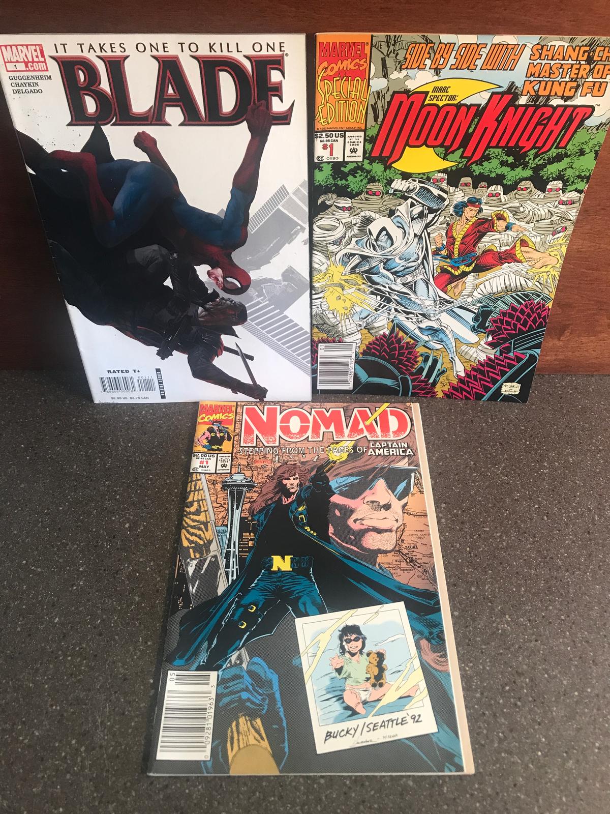 3 Issues Moon Knight #1 Nomad #1 Blade #1 KEY 1st Issues