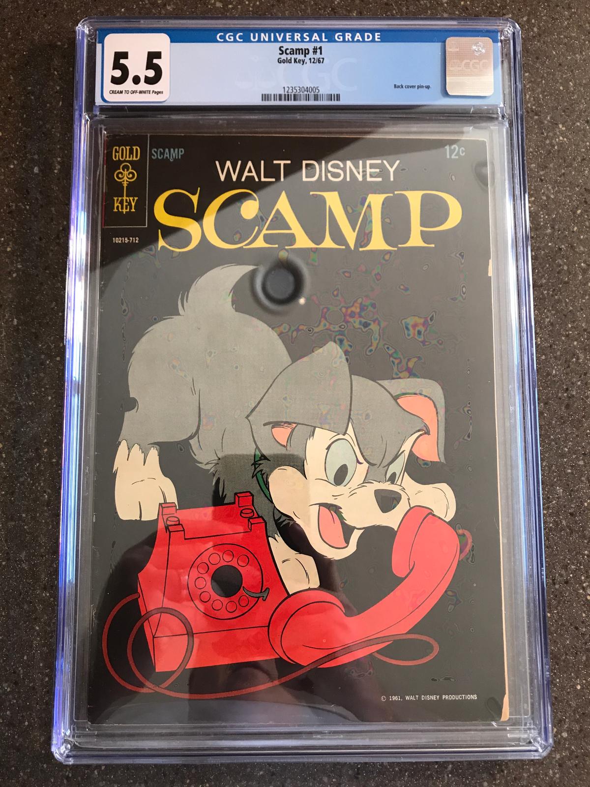 Walt Disney SCAMP Comic #1 Gold Key CGC Graded 5.5 Silver Age 1967 12 Cents Key First Issue