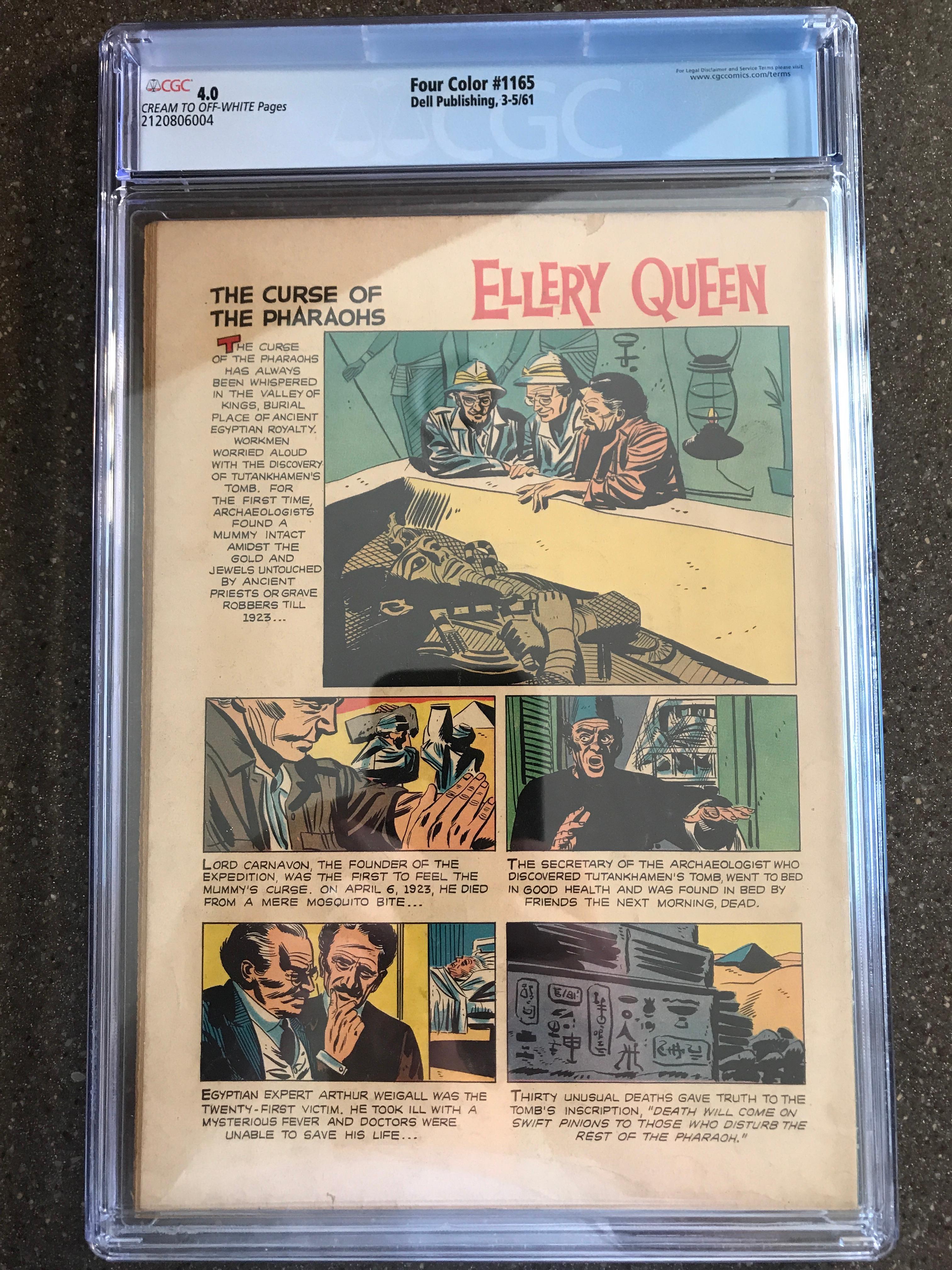 Ellery Queen Comic Four Color 1165 DELL 1961 Silver Age Key First Ellery Queen Comic CGC Grade 4.0