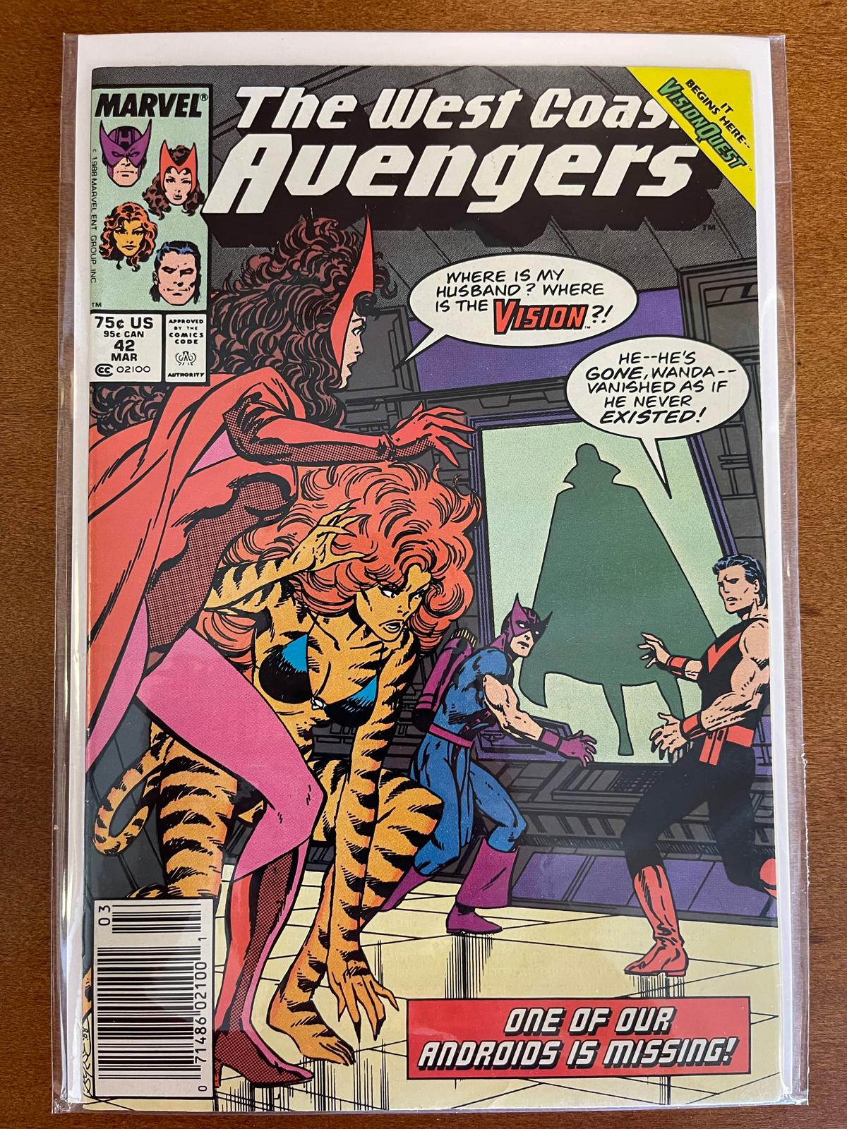 West Coast Avengers Comic #42 Marvel Comics KEY Vison Quest Begins