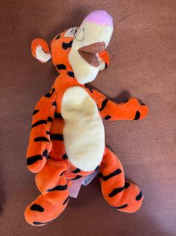 2 Disney Store Exclusive Mini Bean Bag Figures Choo Choo Pooh 8 Inches Tigger 8 Inches Like New