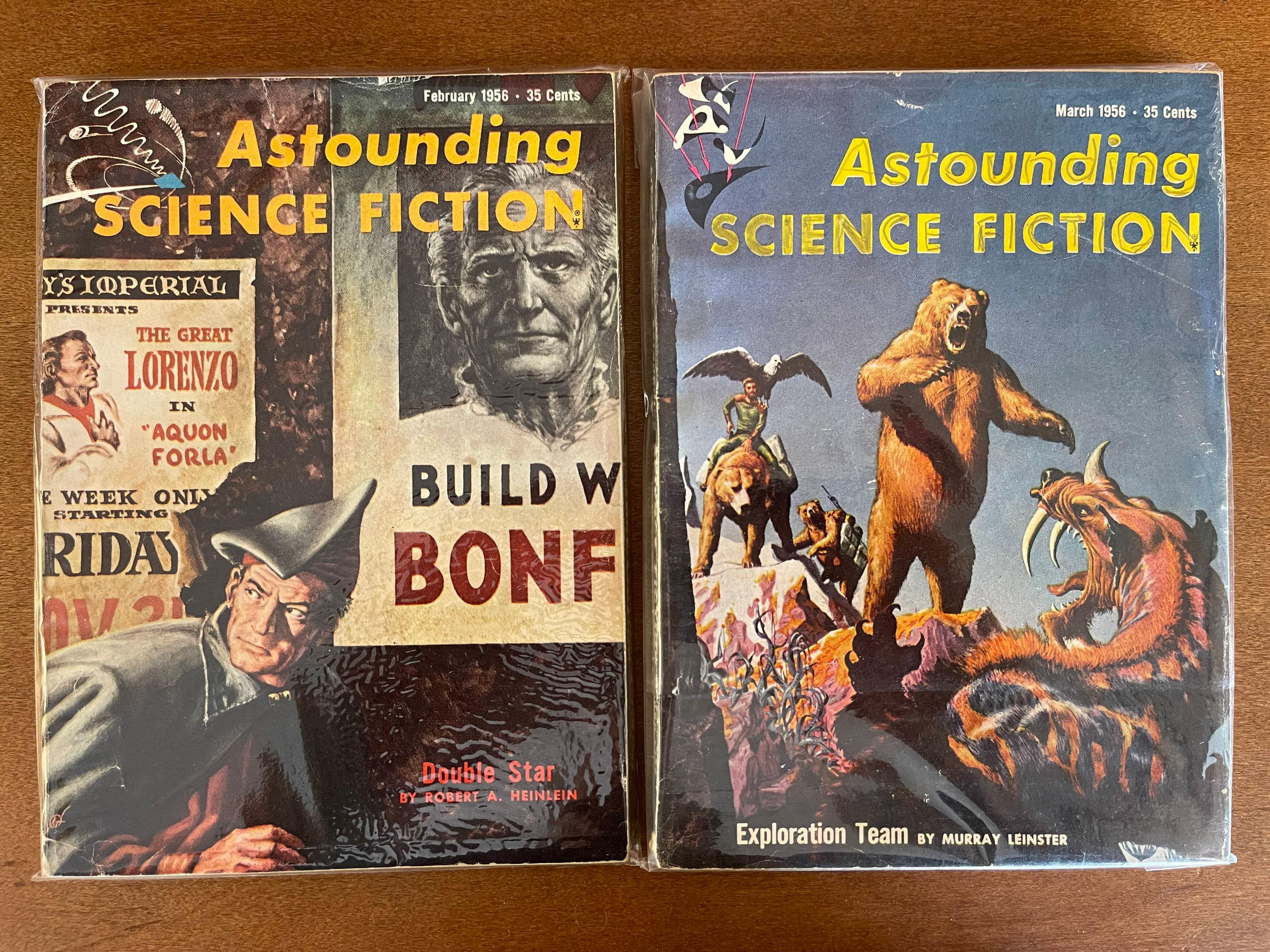 2 Issues Astounding Science Fact & Fiction Feb March 1956 Street & Smith Magazines Silver Age