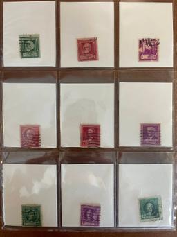 9 Stamps Used Singles US Stamps From 1940 in Protective Sheet