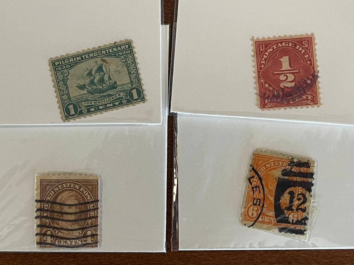 4 Stamps Used Singles US #548 1920 #556 1923 #558 1922 #J68 1925 1/2 Postage Due