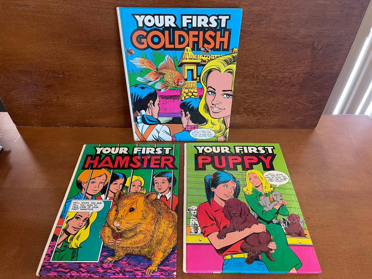 3 Hardcover Comic Books Your First Goldfish Your First Hamster Your First Puppy 1983 TFH Publication