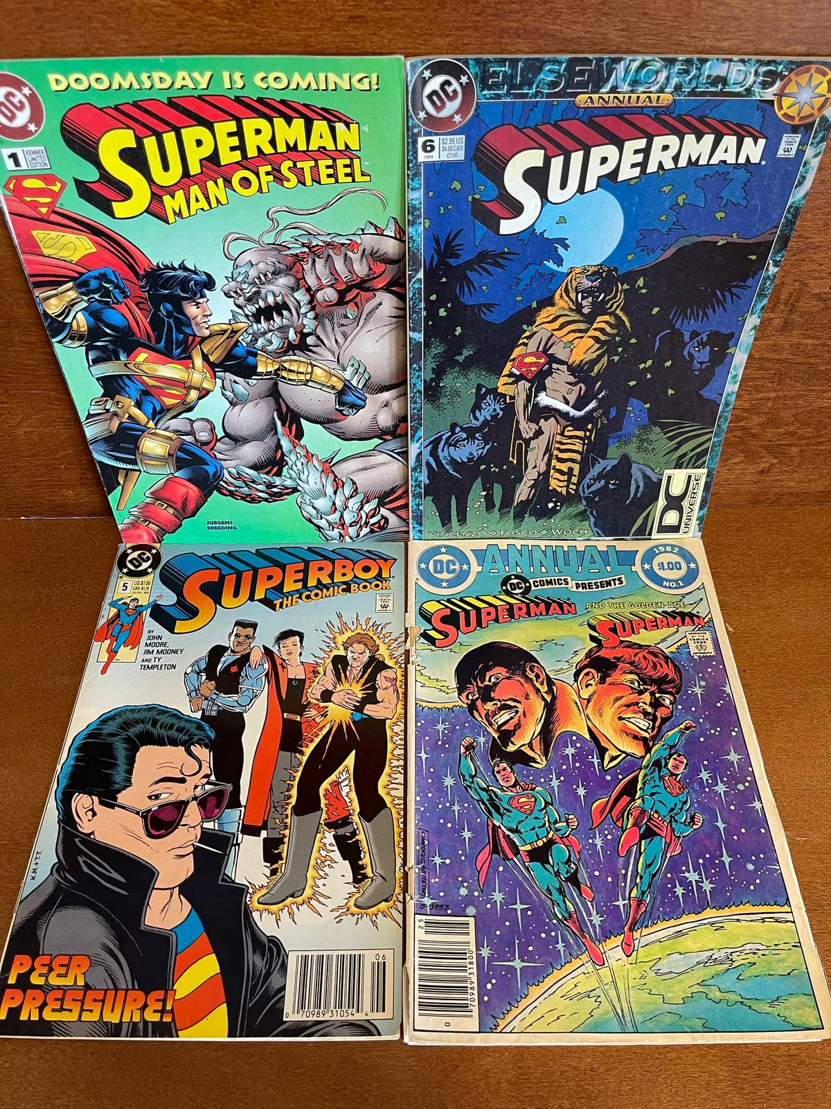 4 Issues Superboy #5 Superman Annual #1 Superman #6 & #126 Superman Man of Steel #1 DC Comics