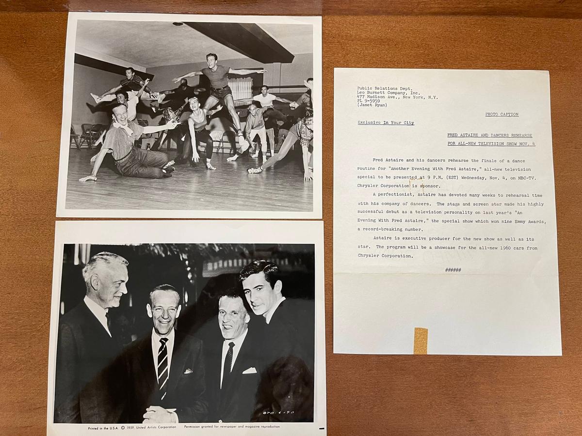 Two Fred Astaire Photos 1959-1960 Anthony Perkins and Dancers for TV Special