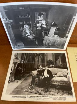 Two Reprint Photos of Charlie Chaplin in City Lights 1931 For the Rerelease to Theaters