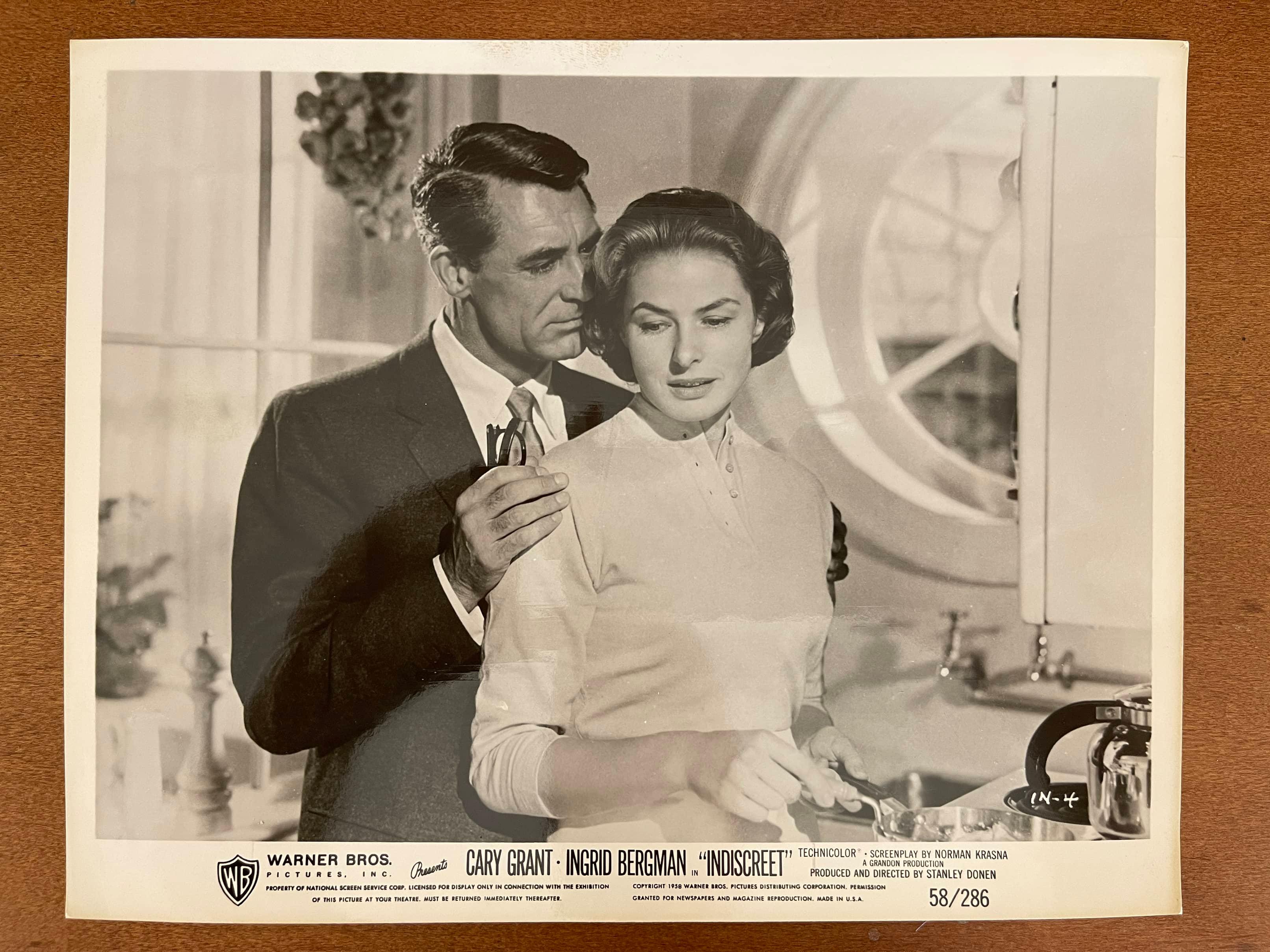 Photo from Indiscreet with Cary Grant and Ingrid Bergman 1958 With Studio Logo Text at the Bottom