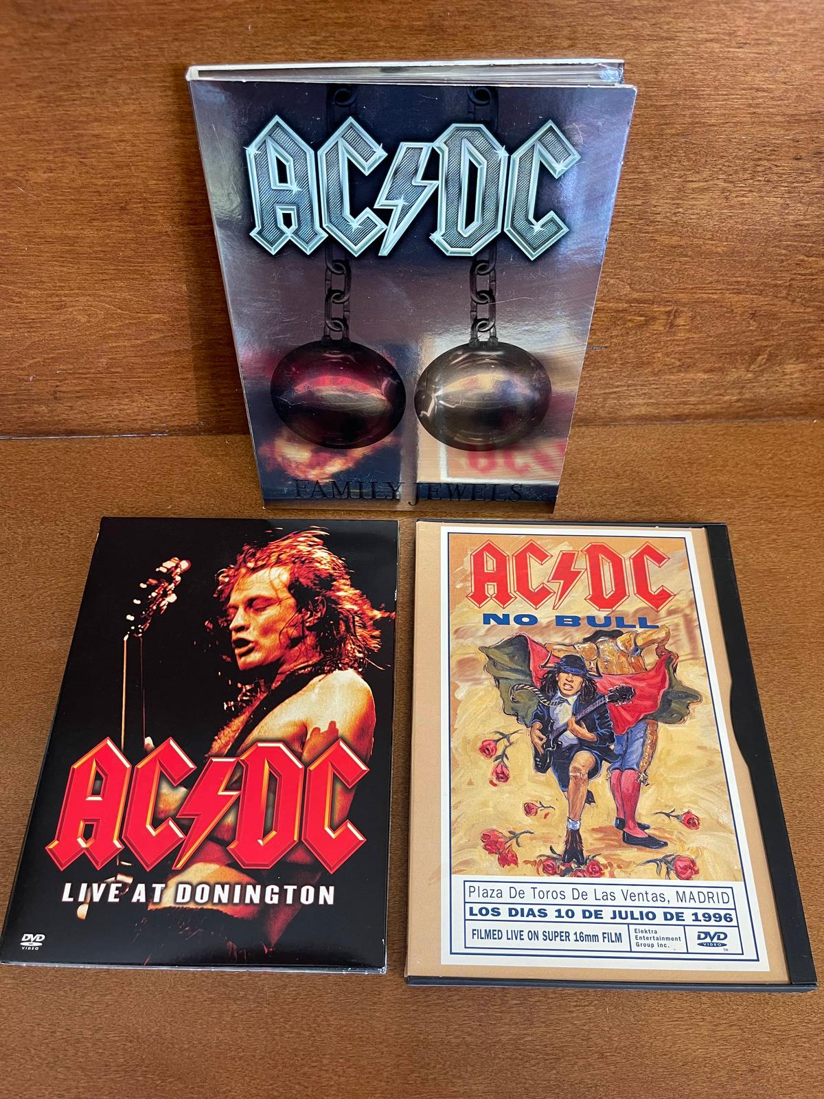 3 DVDs AC/DC No Bull Live in Madrid AC/DC Live in Donington & AC/DC Family Jewels DVD