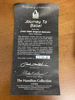 The Journey to Babel from the Star Trek Original Episodes Plate Collection #2873A With COA From The
