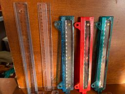 9 Pieces 3 Rulers 1 Triangle 2 Spherical Circular Rulers & 3 Notebook 3 Hole Puncher Binder Rulers A