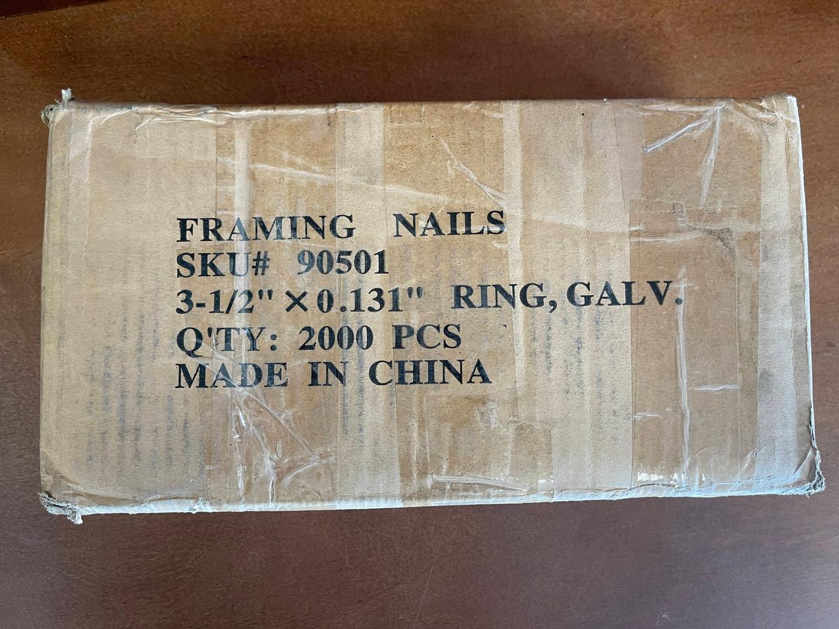 NEW Box of 2000 Piece 3-1/2" Framing Nails for Nail Gun Made in China