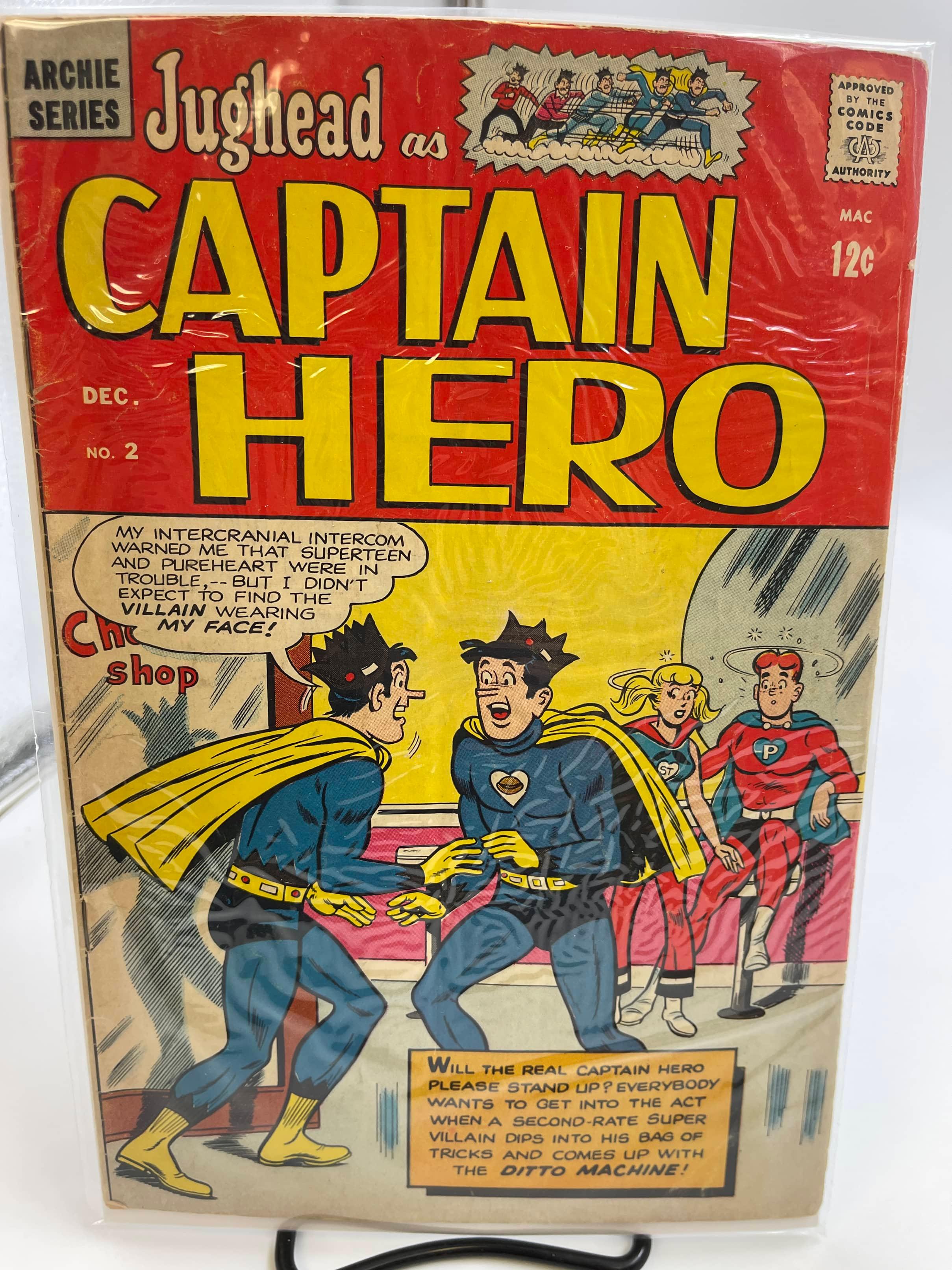 Jughead as Captain Hero Comic #2 Archie Series 1966 Silver Age 12 Cents The Archies as Superheros