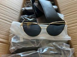 10 Gold Frame Hipster Black Lens Butterfly Aviator Sunglasses Solar UV Brand New in Box
