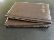 2 Leather Bound Louis Lamour Collection Books Where the Long Grass Blows & Ride The River