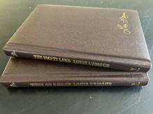 2 Leather Bound Louis Lamour Collection Books The Empty Land & West of Dodge