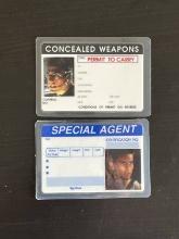 2 Laminated Mission Impossible Marketing Badges/IDS - Special Agent and Concealed Weapons Permit, To