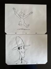 3 Personally Drawn Character Sketches From CURIOUS GEORGE 2006 Animator LEN SIMON Promotional Tour o