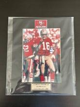 Joe Montana Signed Photo in Matte Football Hall of Fame 2000 All Time 49er Great COA Sticker on Back