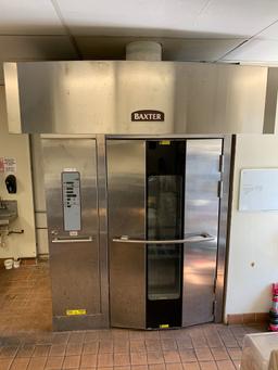 2015 Baxter OV500G2-EE Natural Gas Rotating Double Rack Oven w/Gaylord S/S Exhaust Hood