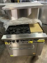“New” US Cooking USR-4B12G 24” 4 Burner Range 12” Griddle w/Oven NAT GAS (Retails New $3,500.00)