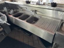 Krowne 84” 4comp. Stainless Steel Bar Sink w/(2) Molded Drainboards w/(2) Faucets