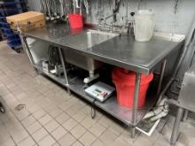 96”W x 30”D All Stainless Steel Work Table w/2” Left & B/S w/Can Opener w/1comp. Sink w/Faucet