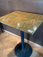 (4) 24" x 30" Granite Top High Top Tables w/Round Black Metal Bases