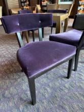 (2) 26"�W x 22"�D x 33"�H Purple Fabric Cushion Seats & Backs Wood Frame Chairs