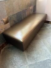 72â€�W x 25â€�D x 19â€� Gold Leather Bench