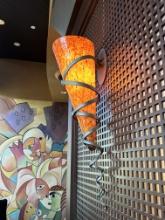 (2) 8â€� Round Cone Decor Blown Glass w/Metal Frame Wall Sconce Light Fixtures