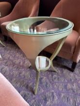 20.25"� Round x 27.25"�H Gold Frame Glass Top Cocktail Table