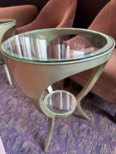 20.25â€� Round x 27.25â€�H Gold Frame Glass Top Cocktail Table