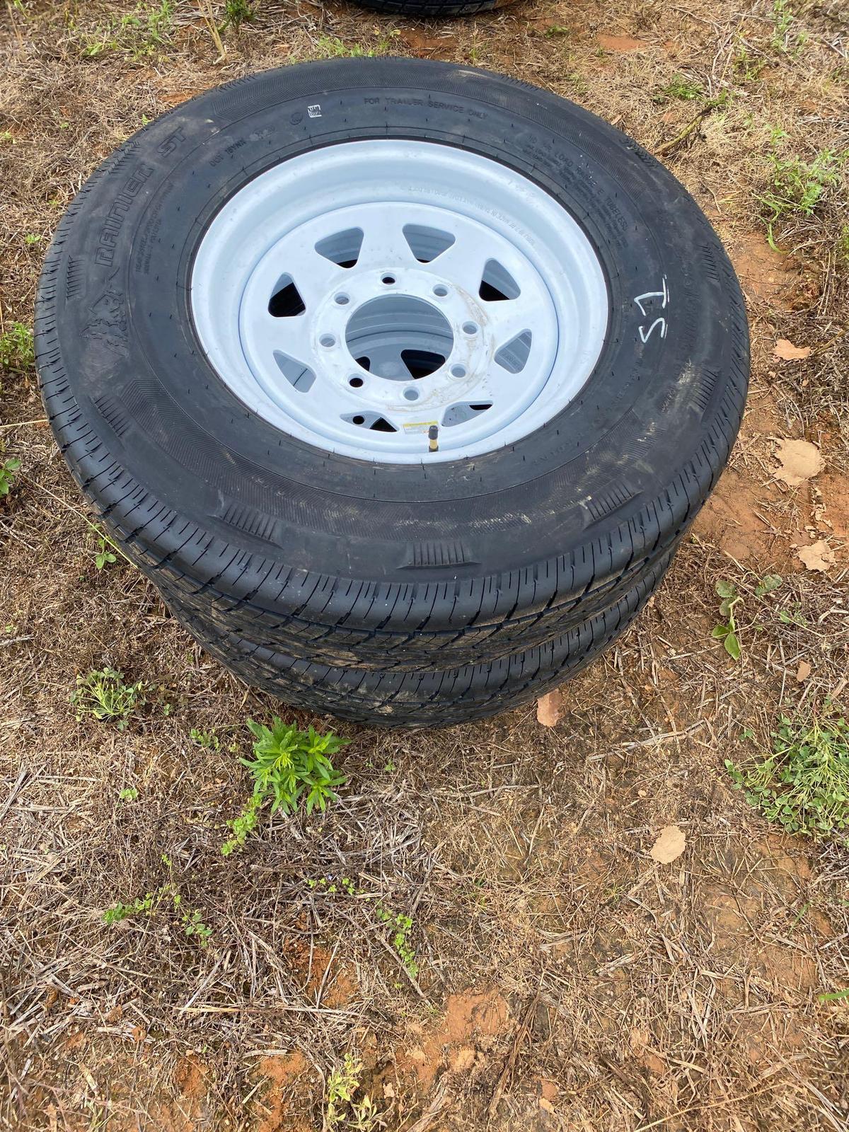 (UNUSED) QTY OF 2 ST235/80R16 Radial Trailer Tires/Wheels