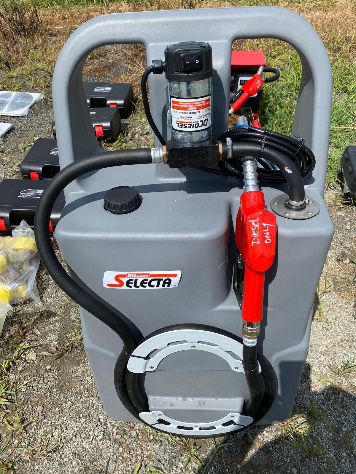 25 GALLON DIESEL FUEL CADDY WITH 12V PUMP (UNUSED)