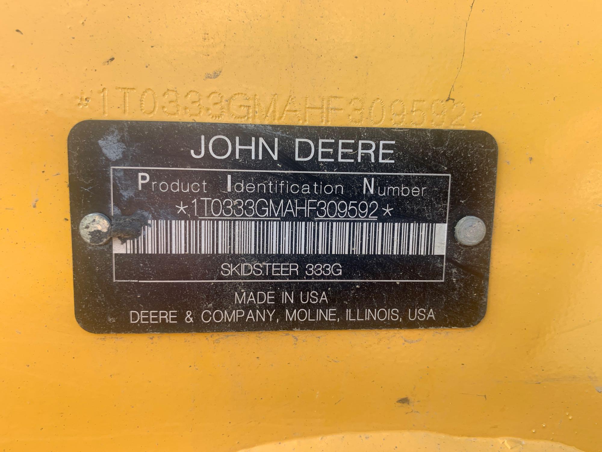2017 John Deere 333G Crawler Skid Steer
