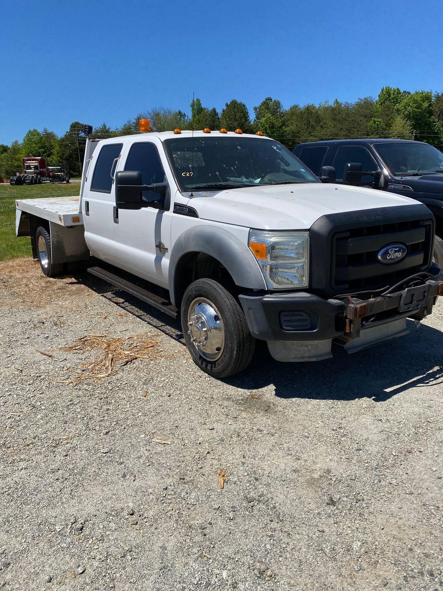 2012 Ford F550 4x4 Dually Crew Cab Flatbed Truck