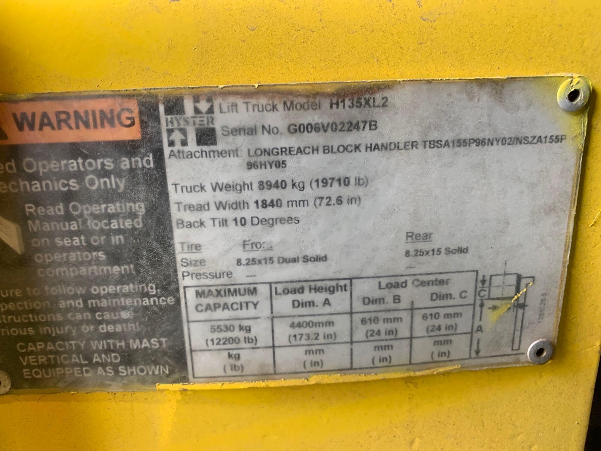 HYSTER H135XL2 12200LB FORKLIFT