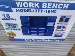 UNUSED STEELMAN MODEL 7FT-18HD 18 DRAWER WORK BENCH