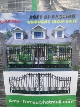 UNISED GREATBEAR 20FT BI PARTING WROUGHT IRON GATES WITH STAR PATERN