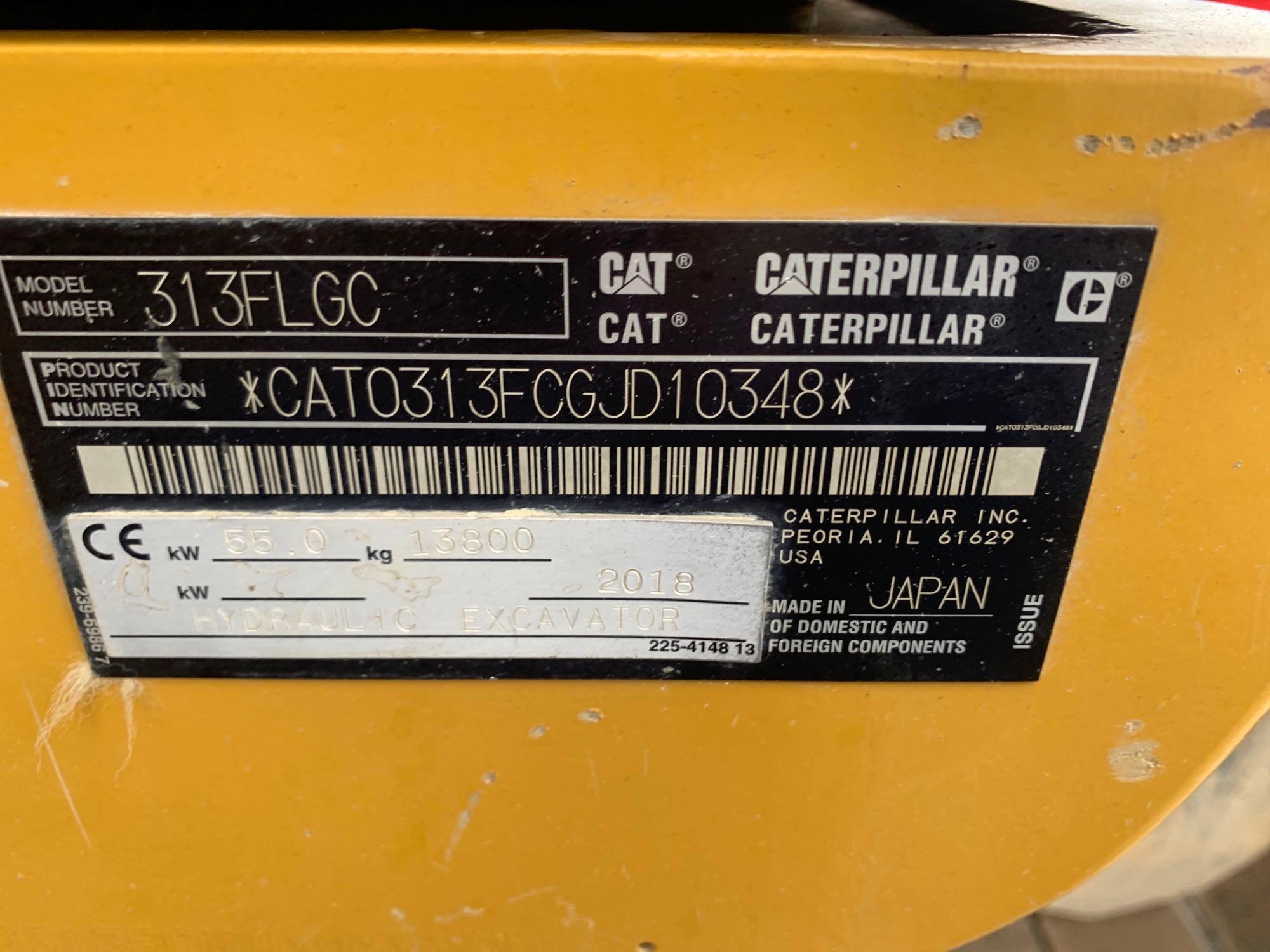 2018 CATERPILLAR 313FL HYDRAULIC EXCAVATOR