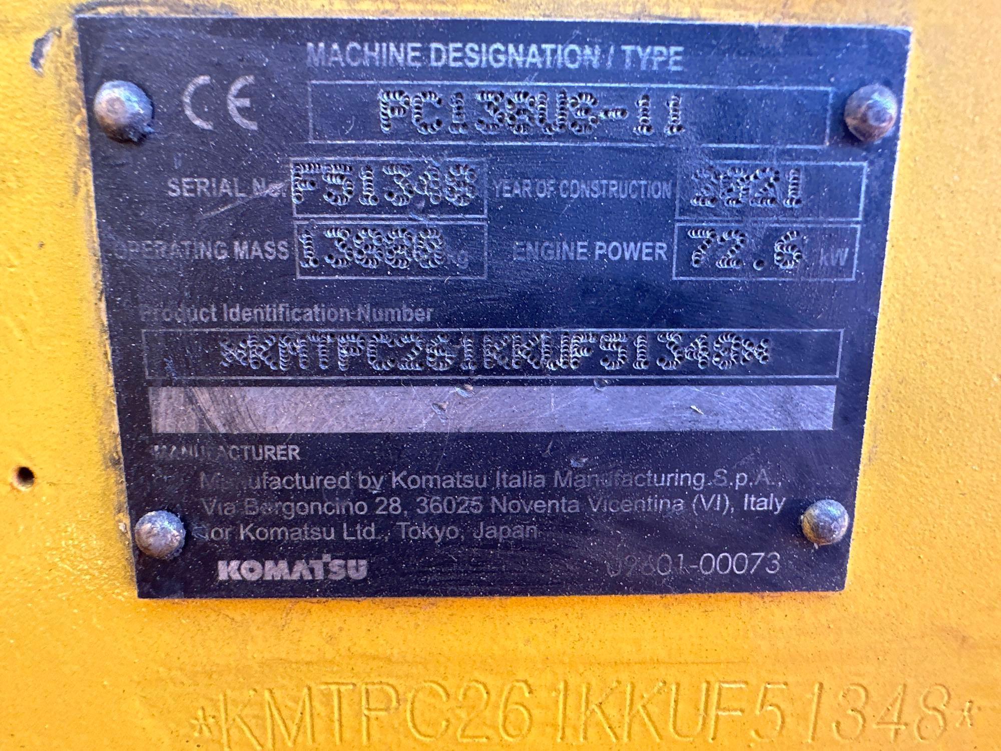 2021 KOMATSU PC138US LC-11 HYDRAULIC EXCAVATOR