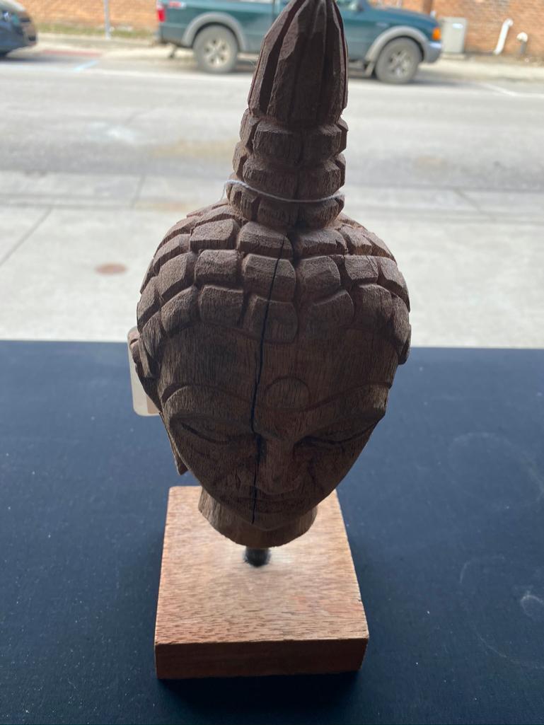Carved Wood Buddha Head
