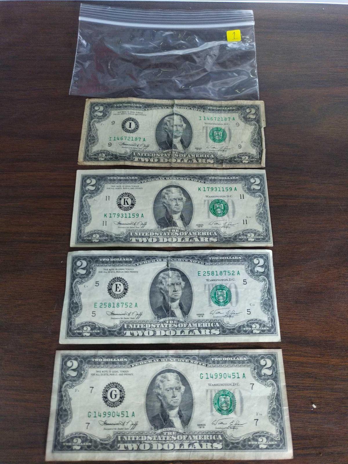 (4) 1976 2 Dollar Bills